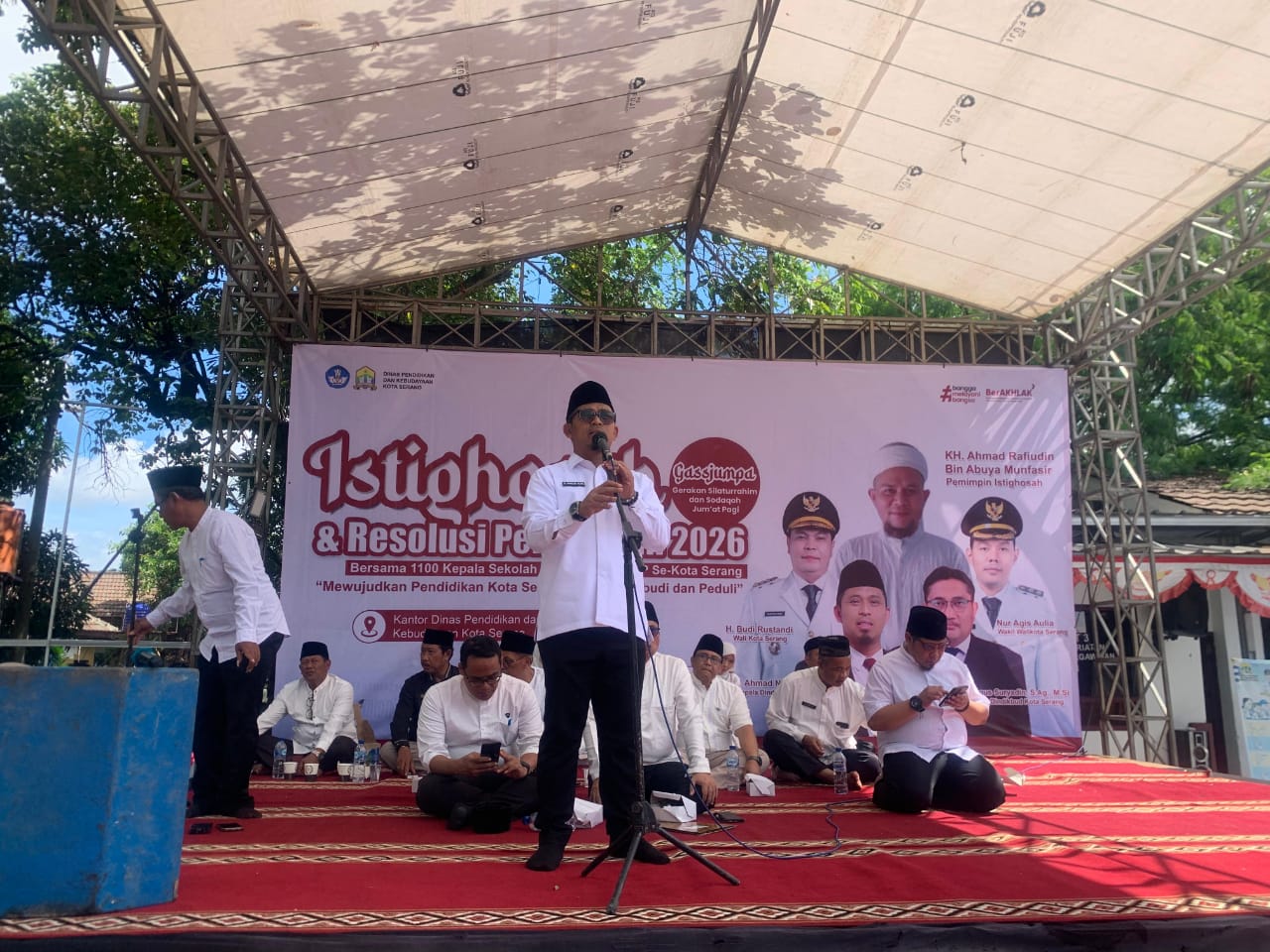 Kepala Dinas Pendidikan dan Kebudayaan (Dindikbud) Kota Serang, Ahmad Nuri, saat menyampaikan pidato tentang resolusi pendidikan I Dok. Roy-BNC
