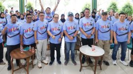 Wakil Walikota Tangsel Pilar Saga Ichsan saat menghadiri acara senam bersama yang diselenggarakan menyambut HPN di Tandon Ciater, Kecamatan Serpong l Dok. Istimewa