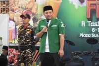 Ketua PW GP Ansor Banten, Tb. Adam Ma'rifat, saat sambutan peluncuran Posko Mudik Lebaran di Tangerang I Dok. Istimewa