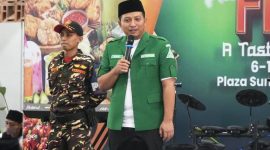 Ketua PW GP Ansor Banten, Tb. Adam Ma'rifat, saat sambutan peluncuran Posko Mudik Lebaran di Tangerang I Dok. Istimewa
