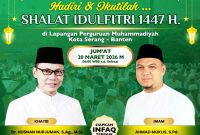 Pengumuman sholat Idul Fitri 1447 Hijriah dalam bentuk flayer yang disampaikan oleh Pimpinan Daerah Muhammadiyah (PDM) Kota Serang I Dok. Istimewa