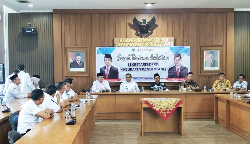 Fuhaira Amin saat sambutan pada acara Sertijab Sekwan di Ruang Bamus DPRD Pandeglang pada Rabu, 3 Juni 2026 | Dok. Red-BBC